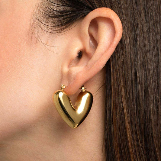 Puffy Heart Hoop Earrings