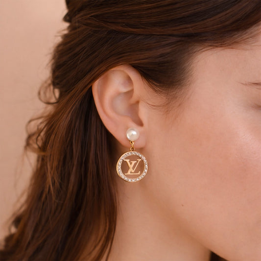 Pearl Luxe Circle Drop Earrings