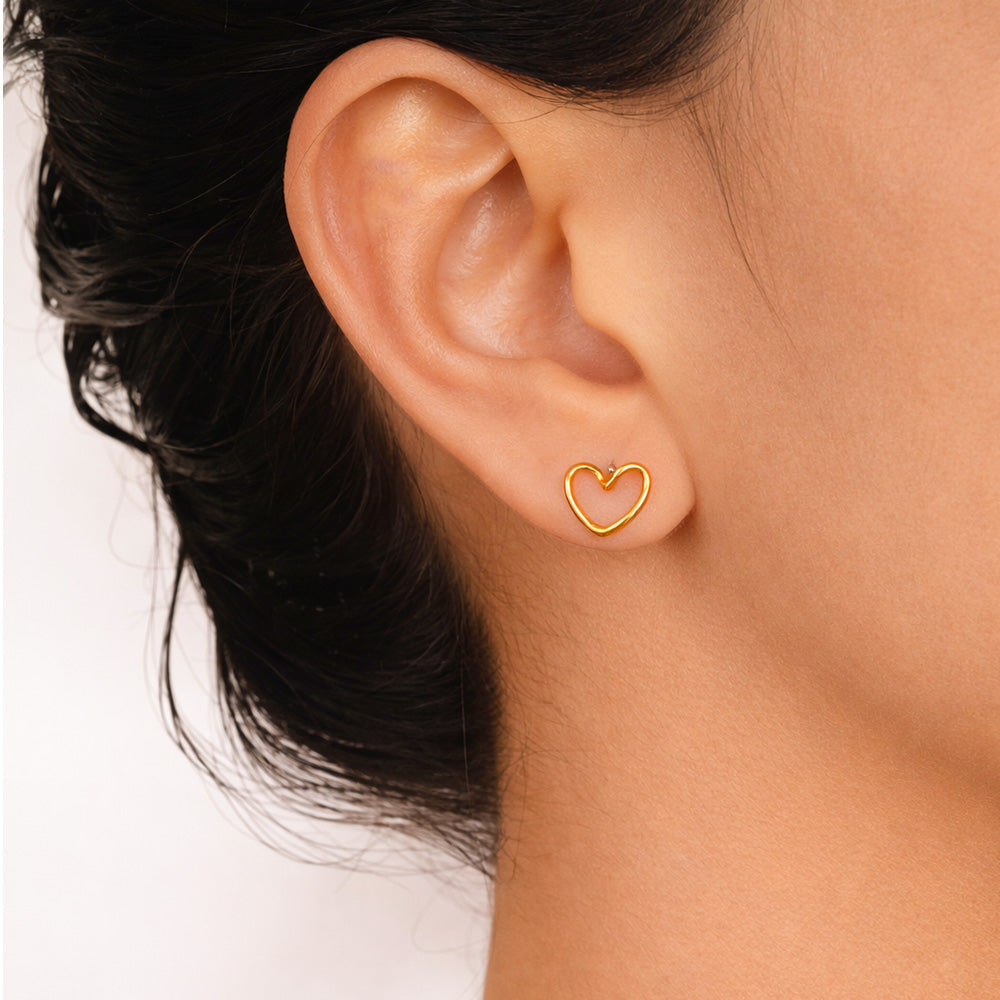 Mini Heart Gold Stud Earrings