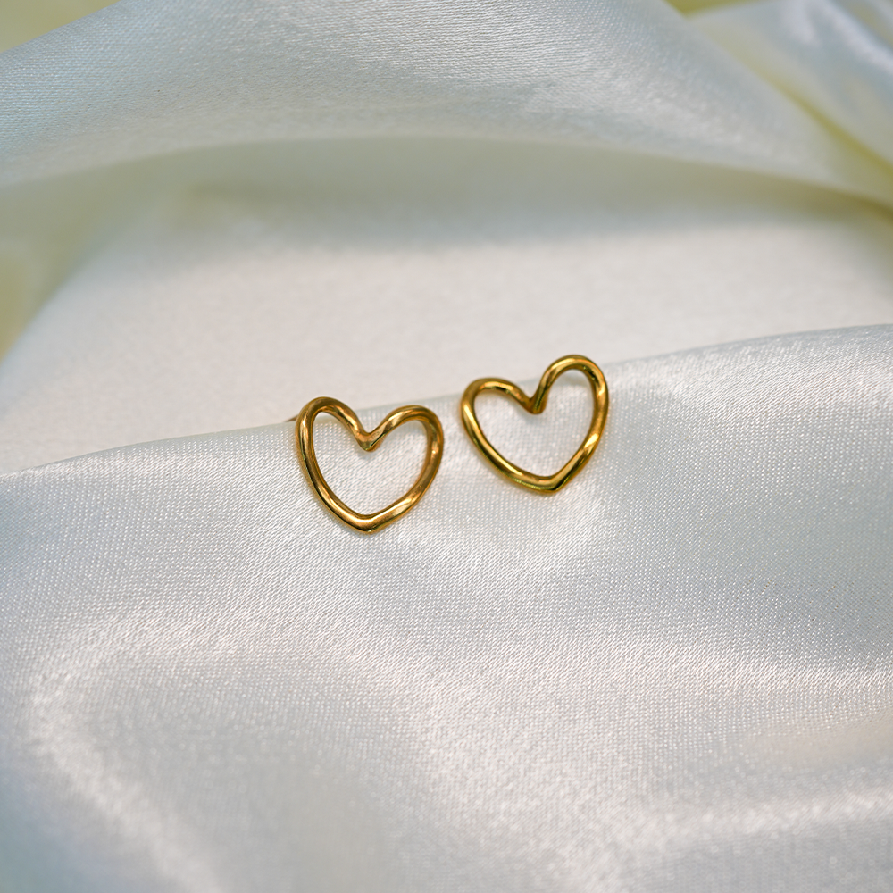 Mini Heart Gold Stud Earrings