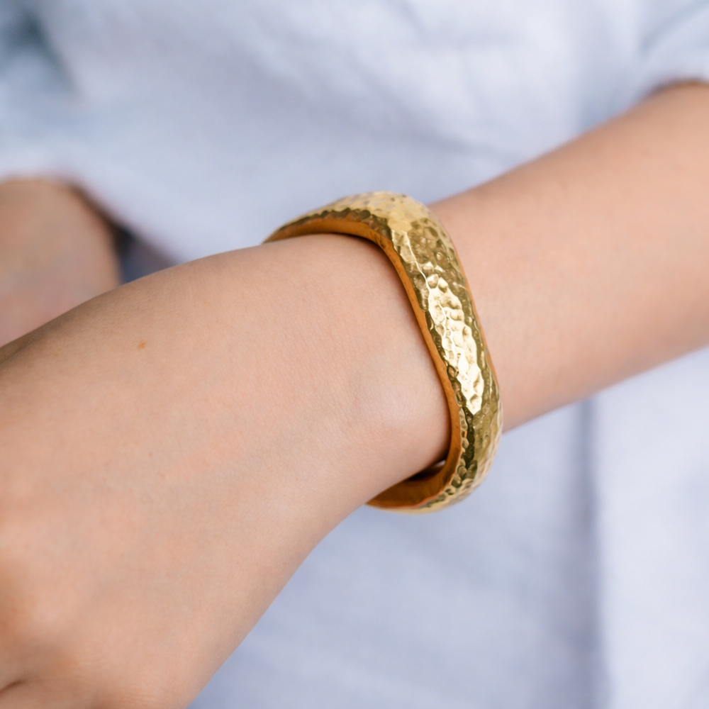 Luxe Hammered Gold Cuff Bracelet