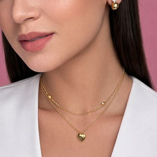 Golden Heart Layered Necklace