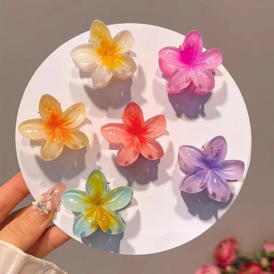 Colorful Plumeria Floral Claw Clip for Women & Girls | Random Colors will come (Multicolor)