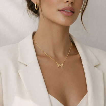 Golden Bow Charm Necklace