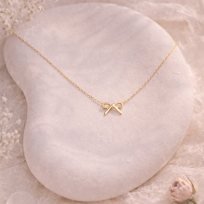 Golden Bow Charm Necklace