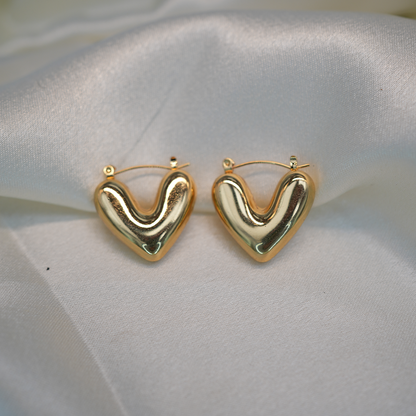Puffy Heart Hoop Earrings