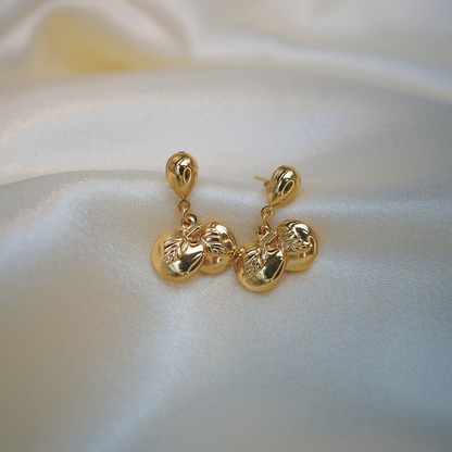 Sweet Cherry Gold Earrings